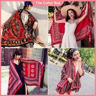 Khăn choàng boho đi biển thổ cẩm nữ khăn quàng cổ du lịch mùa hè che nắng chụp hình chất dày - Mã KCTH01 The Collar Box