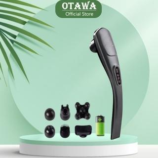 Máy massage cầm tay OTAWA đấm lưng xoa bóp cổ vai gáy sạc pin 6 đầu 10 tốc độ 12 chế độ xóa tan đau nhức mỏi MS19