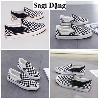 Giày thể thao van caro QC, giày van caro lười slip on nam nữ full box