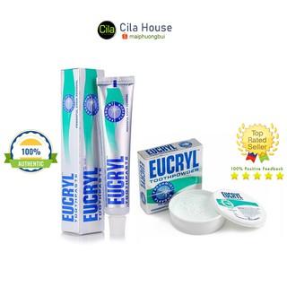 Combo Bột Tẩy Trắng Răng + Kem Đánh Răng Làm Trắng Răng Hương Bạc Hà EUCRYL Tooth Paste Freshmint