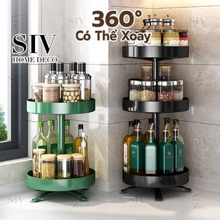 Kệ Đựng Gia Vị Xoay 2 màu 360 Độ SIV 2/3 Tầng kệ đựng mỹ phẩm