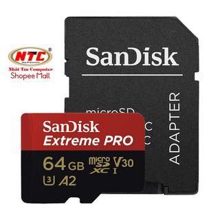 [Mã ELMALL5 giảm 5% đơn 300K] Thẻ nhớ MicroSDXC SanDisk Extreme Pro V30 U3 4K A2 64GB R170MB/s W90MB/s (Đen)