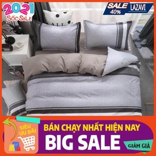 Xả kho Bộ vỏ chăn ga gối cotton mẫu kẻ ngang trơn