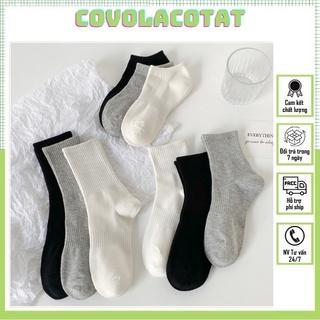 ⚠️ FREE SHIP ⚠️ Tất trơn cổ cao nam nữ vớ cổ ngắn cổ lửng chất liệu dệt kim vải cotton co dãn bốn chiều - Covolacotat