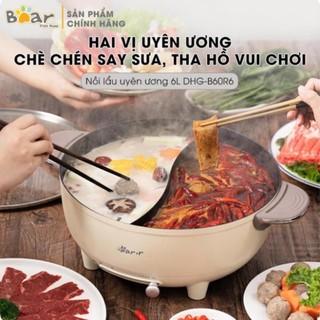 Nồi Lẩu Uyên Ương Bear 6L Thiết Kế Hiện Đại Thoải Mái Cho Cả Gia Đình, Nồi Lẩu Bear 2 Ngăn