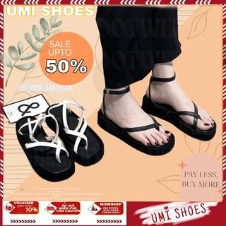 [NOWSHIP] GIày Sandal Nữ Xỏ Ngón Kẹp Quai Mảnh Chéo Mũi tròn Đế Bằng Cao hot trend mới đơn giản đi chơi đi biển xinh đẹp