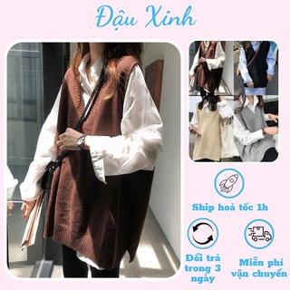 Áo gile len mỏng dáng rộng hàn quốc kiểu cổ chữ v ulzzang xinh xắn - 002