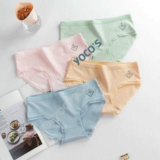 Quần lót nữ cotton viền ren freesize Quần lót cạp vừa YOCOS QL005