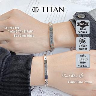 Vòng tay đôi sợi xích nam nữ có Khắc Tên theo yêu cầu, lắc tay dài Titan Store quà tặng tình yêu couple màu bạc không gỉ