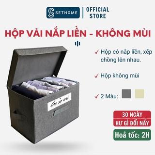 Hộp vải đựng đồ có nắp SETHOME đa năng giỏ đựng quần áo đồ lót mỹ phẩm thùng đựng đồ cá nhân có 3 tay xách cao cấp