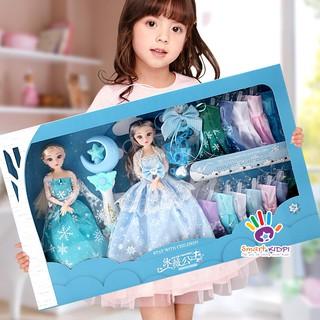 [ẢNH THẬT] - COMBO 2 BÚP BÊ ELSA TÓC MÂY - 10 BỘ QUẦN ÁO CÓ THỂ THAY