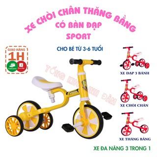 Xe đạp 3 bánh cho bé từ 2 đến 5 tuổi sport 3 in 1 Xe chòi chân thăng bằng cho trẻ em có bàn đạp khung thép DC036