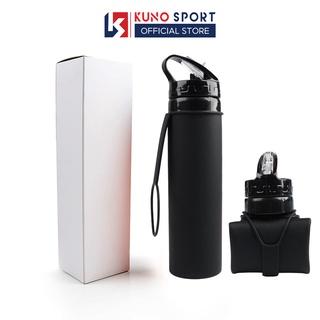 Bình Đựng Nước Silicon  KUNO SPORT 610ML gấp gọn tiện lợi thể thao, xe đạp, neo núi