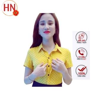 Áo Sơ Mi nữ Công Sở áo Chấm Bi nữ mềm, nhẹ, không nhăn, thấm hút mồ hôi Cổ Đức Vải Lụa