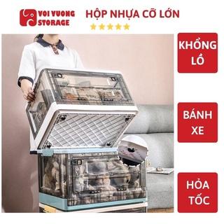 Hộp Đựng Đồ Cỡ Lớn Có Nắp và Bánh Xe Đựng Đồ Chơi Quần Áo để Ô Tô Có Thể Xếp Gọn VOI VUÔNG