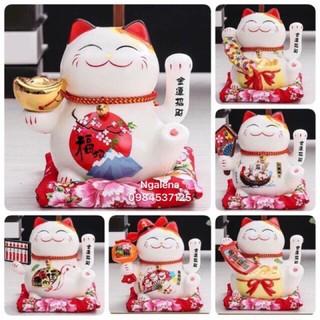 Mèo thần tài may mắn Maneki Neko 16cm vẫy tay (kèm pin và đệm