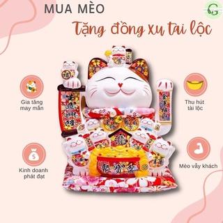 Mèo Thần Tài May Mắn vẫy tay chiêu tài lộc Nhật Bản Maneki neko gốm sứ cao cấp nhiều mẫu mới đẹp các size