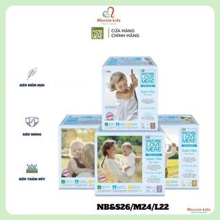 Bỉm tã dán cho bé NATURE LOVE MERE từ sơ sinh NB&S26 M24 L22, bỉm siêu mỏng - Monnie Kids