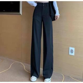 quần ống suông rộng nữ culottes cạp siêu cao 2 khuy khóa trước vải tuyết mưa