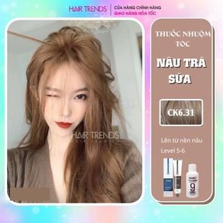 (Không tẩy tóc)Thuốc nhuộm tóc màu NÂU TRÀ SỮA tặng kèm trợ dưỡng,màu nhuộm Chiko-Hairtrends shop (CCK6.31)