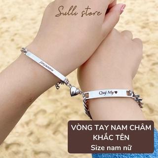 [TITAN KO RỈ] Vòng tay cặp đôi khắc tên theo yêu cầu Sulli store (nam châm hít)