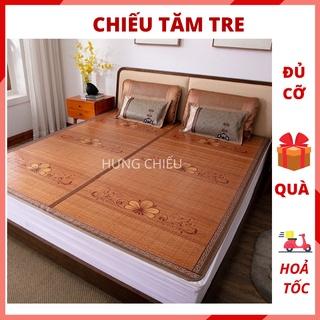 Chiếu trúc tăm vân gỗ tre in hoa tây bắc, cao bằng mùa hè mát lạnh đủ cỡ 80cm 1m2 1m6 1m8 2m2