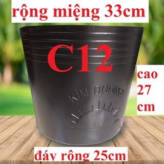 CHUẨN 33CM SIÊU DÀY 135GAM)CHẬU NHỰA ĐEN C12 (C33) TRỒNG CÂY