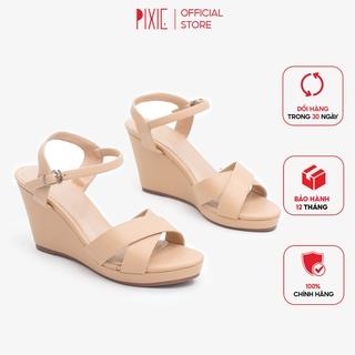 [Form nhỏ Giày Sandal Đế Xuồng Quai Chéo 7cm Pixie P207