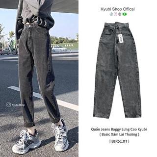 Quần jean baggy nữ Xám lai tua cá tính phong cách Retro Ulzzang (Có Bigsize Size Đại) - Quần baggy jeans KYUBI BJR51X