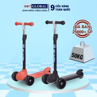 Xe trượt Scooter KM001A BBT Global, cho bé từ 2-8 tuổi, 3 bánh phát sáng vĩnh cửu gấp gọn, bảo hành 6 tháng