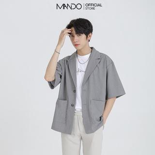 Áo Blazer Xám Trơn Tay Lỡ Khoác Ngoài MANDO Chất Vải Tuytsi Cao Cấp Form Rộng Basic Unisex Thời Trang Hàn Quốc AVH003