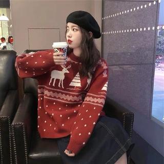 🎄Merry Christmas🎄 Áo Sweater Tay Dài Cổ Tròn Thời Trang Hàn Quốc Cho Nữ