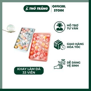 Khay làm đá bi tròn, khuôn làm đá có nắp đậy thông minh hình viên bi 33 viên