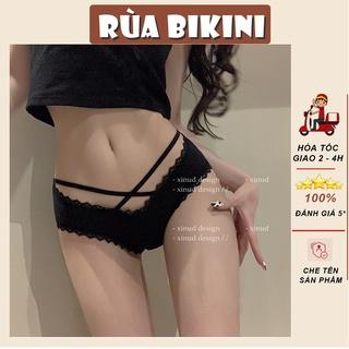 Quần Lót Nữ Cotton Gân Tăm Viền Ren Điệu Đà Dây Đan Chéo Gợi Cảm Sexy 1152