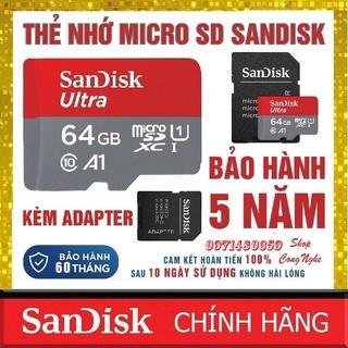 Thẻ nhớ MicroSDHC 64GB 32GB 16GB SanDisk Ultra Class 10 chuyên dụng cho camera, điện thoại, loai đài