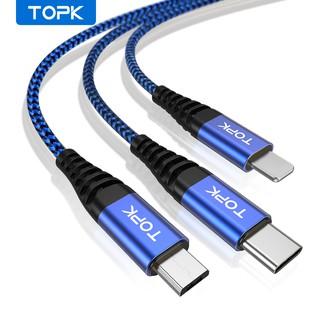 TOPK Dây Cáp Sạc Nhanh AN24 3 Trong 1 Cổng Micro USB Type C