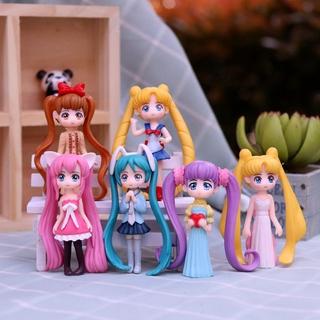 Set 6 Mô Hình Nhân Vật Phim Hoạt Hình Sailor Moon Bằng Pvc