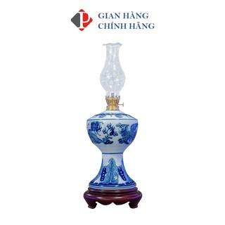 Đèn thờ dầu hoạ tiết Rồng men Lam Trắng Trơn - đồ thờ cúng Phùng Gia - Gốm sứ Bát Tràng cao cấp