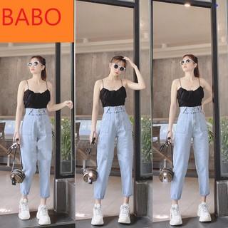 [ NY65 ] QUẦN BAGGY JEAN NỮ LƯNG CAO 2 TÚI ĐĨA CHÉO MÀU XANH NHẠT CAO CẤP BABO ĐỦ SIZE S, M, L SIÊU PHONG CÁCH CỰC HOT