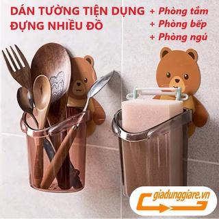 CỐC GẤU dán tường đựng bàn chải kem đánh răng không phải khoan đục tường khay để đồ phòng tắm đẹp mắt tiện lợi