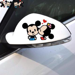 Cặp sticker dán trang trí kính chiếu hậu xe hơi họa tiết chuột Mickey Minnie xinh xắn