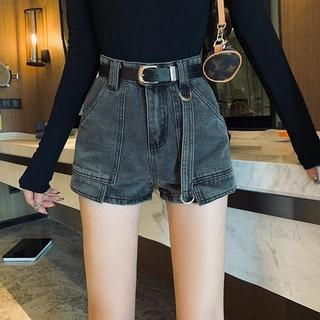 Quần Short Jeans Lưng Cao Ống Rộng Phong Cách Hàn Quốc Cho Nữ