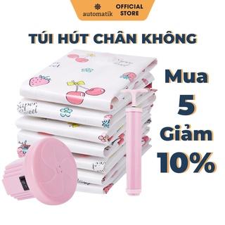 Túi Hút Chân Không Đựng Quần Áo Chăn Màn Du Lịch Bơm Điện Van 1 Chiều Bảo Quản Quần Áo Chăn Chống Nấm Mốc Automatik