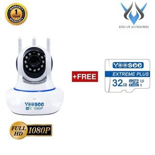 Camera IP Wifi Yoosee 3 Râu 2.0M FullHD 1080P 10 đèn hồng ngoại đàm thoại 2 chiều (Trắng) + Kèm thẻ Yoosee/NTC 32GB