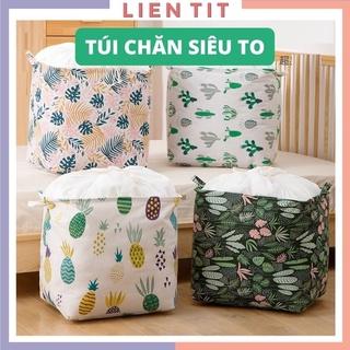 Túi đựng quần áo chăn màn cỡ lớn giỏ đựng đồ vải bố khung thép dây rút tiện lợi