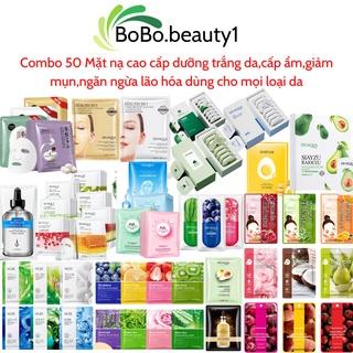 Combo 50 mặt nạ giấy dưỡng trắng da cấp ẩm nước se khít lô chân lông da dầu giảm mụn mask nội địa trung