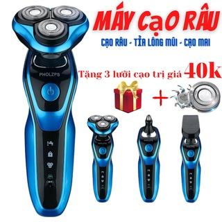 Máy Cạo Râu Đa Năng 3 Lưỡi Kép PHOLZPS Q1580 Thông Minh Chống Nước Tặng Quà + Tặng 3 Lưỡi cao trị giá 40k 𝟎𝟐