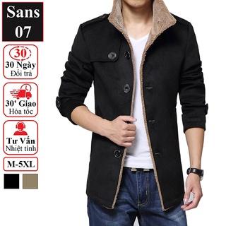 Áo khoác dạ nam dáng ngắn Sans07 lót lông manto hàn quốc blazer trần bông