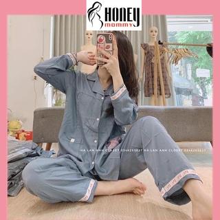 Bộ Bầu Pijama Dài Tay Quần Dài Và Sau Sinh 2 Chức Năng Có Khóa Cho Con Bú Mặc Ở Nhà Thu Đông HT4622 Honey Mommy