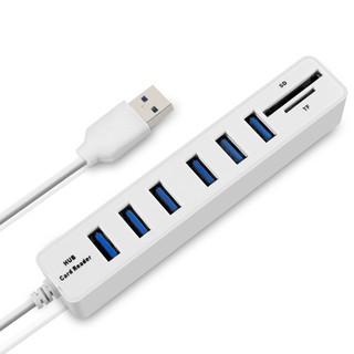 Hub 6 cổng USB 2.0 kiêm đầu đọc thẻ nhớ SD/TF